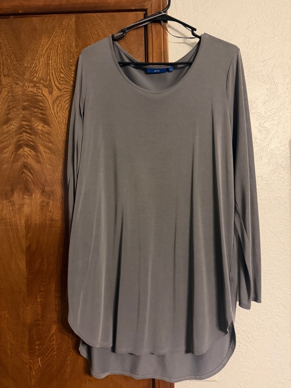 Apt. 9 Gray Scoop Neck Long-Sleeve Women's Top